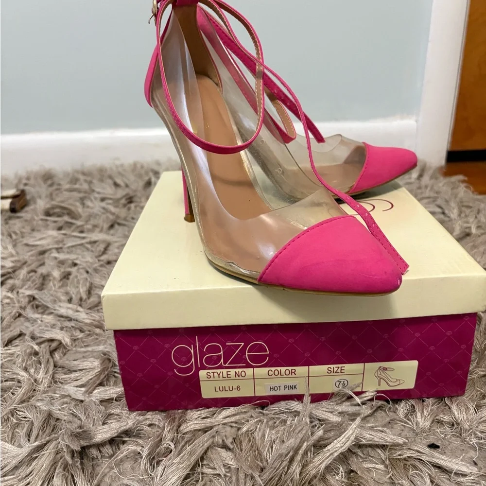 Glaze Elegant Pink and clear Stiletto pointy Heels